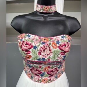 SHERRI HILL SZ-0 50873 FLORAL WHITE PROM/FORMAL/PAGENT DRESS
